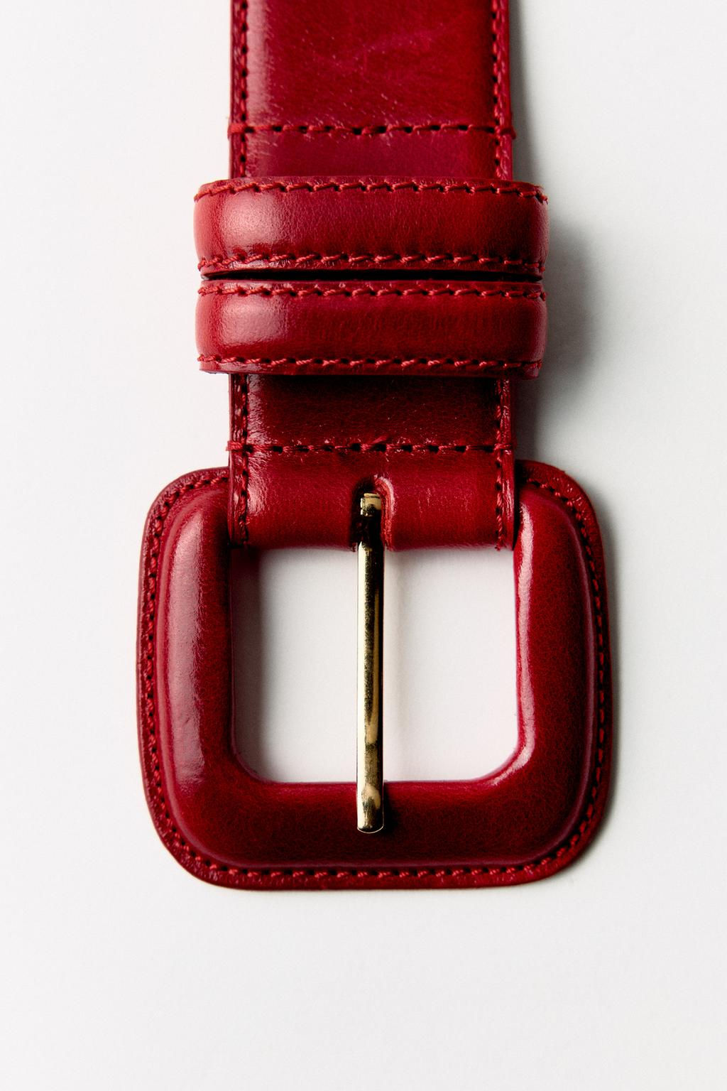 LEATHER BELT WITH SQUARE BUCKLE - Zara фото 5