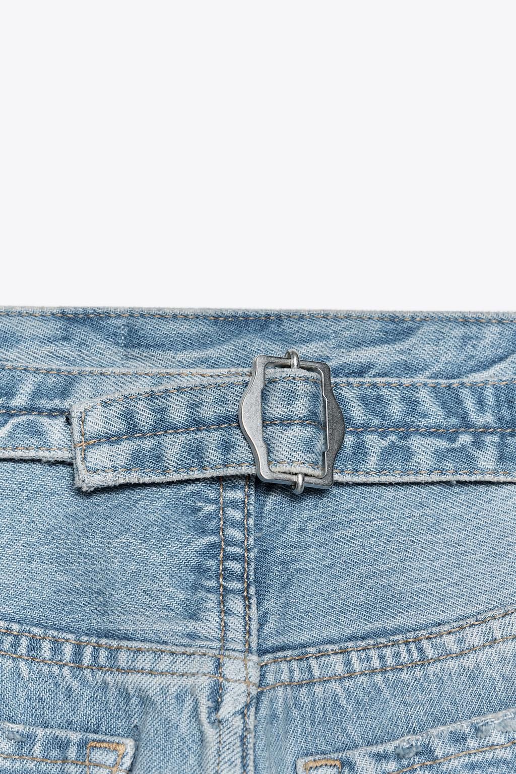 TRF MID-WAIST BELT LOOP DENIM BERMUDA SHORTS - Zara фото 11