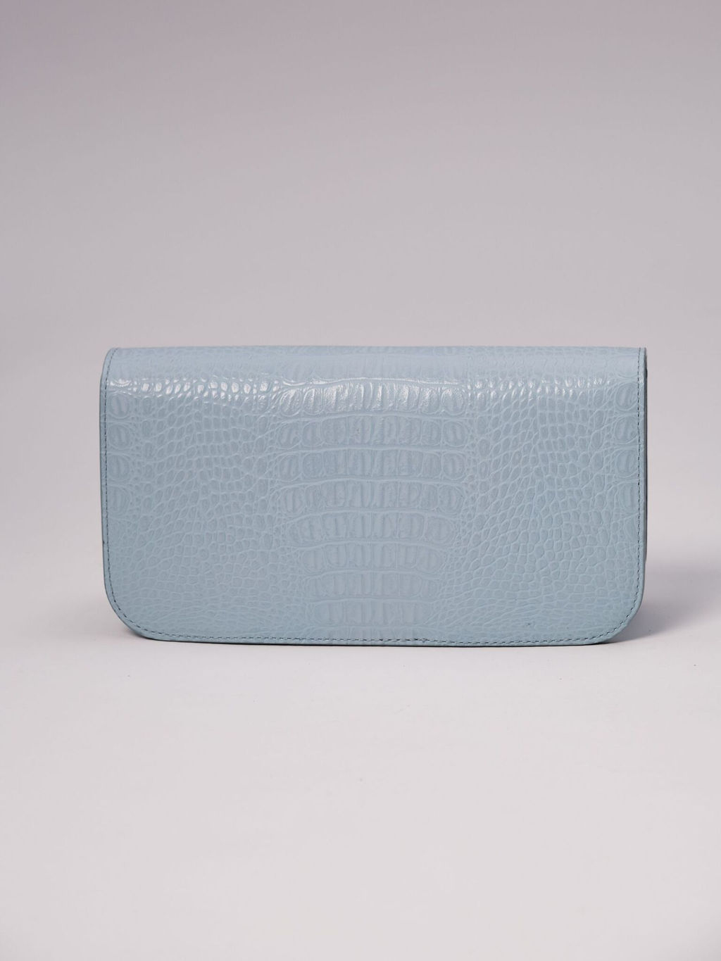 Сумка кожаная багет Deboro 30138 голубая вода