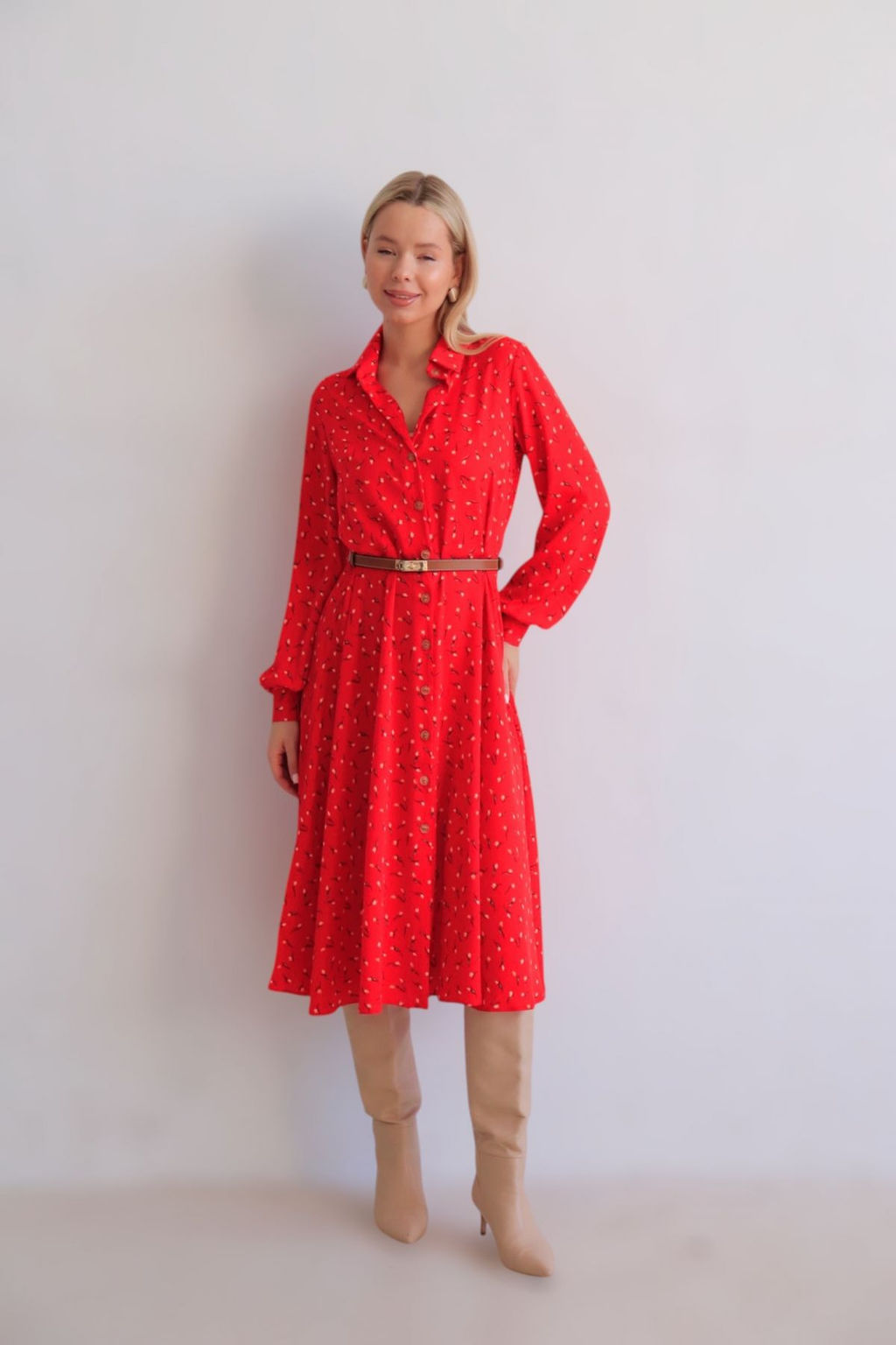 Martichelli Платье-рубашка красное  фото 11