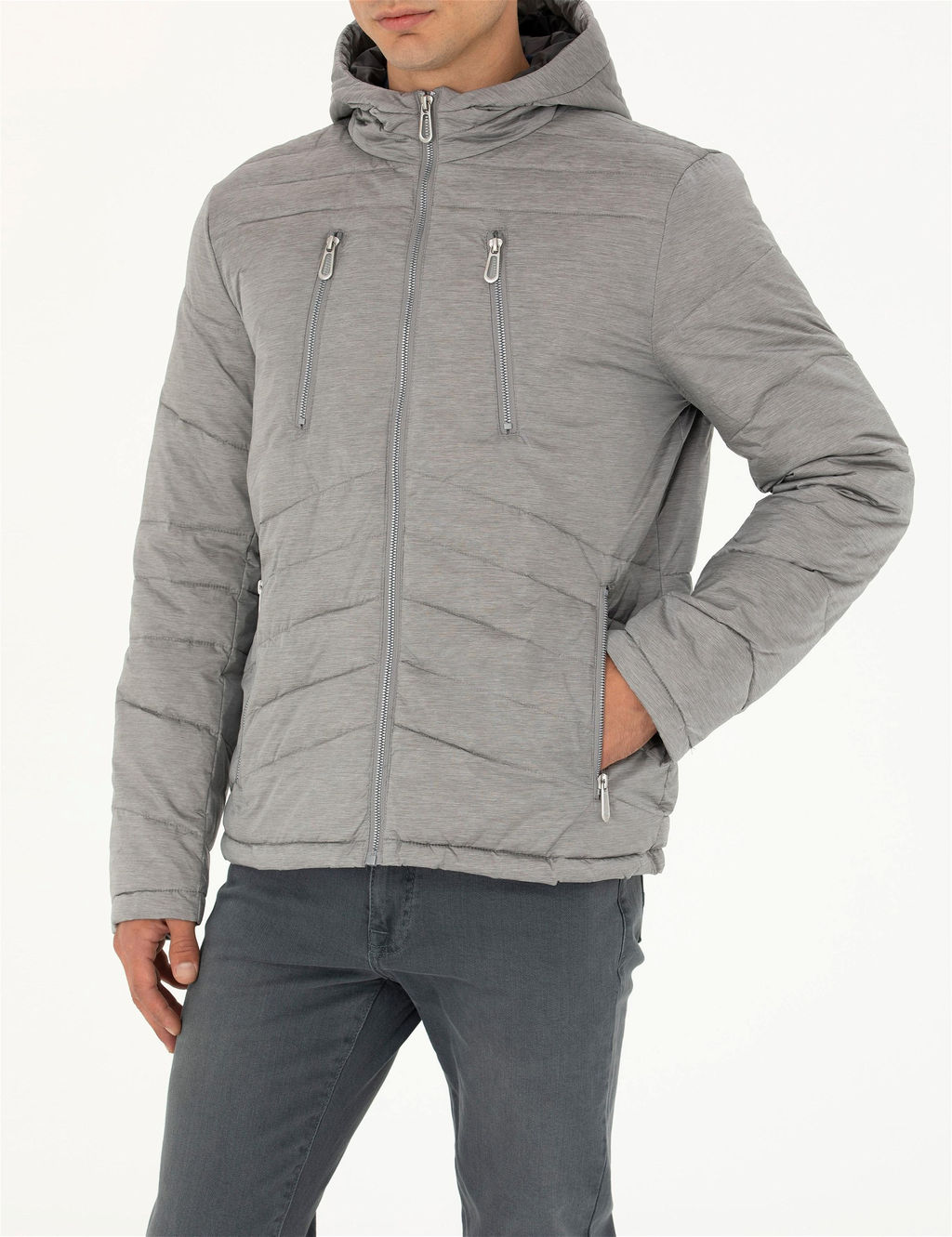 Gri Kap__onlu Dolgulu Spor Mont - Pierre cardin фото 6