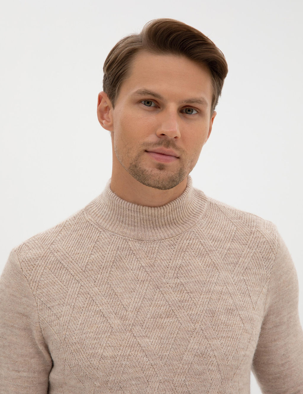Bej Slim Fit Yar_m Bal_k__ Yaka Triko Kazak - Pierre cardin фото 2