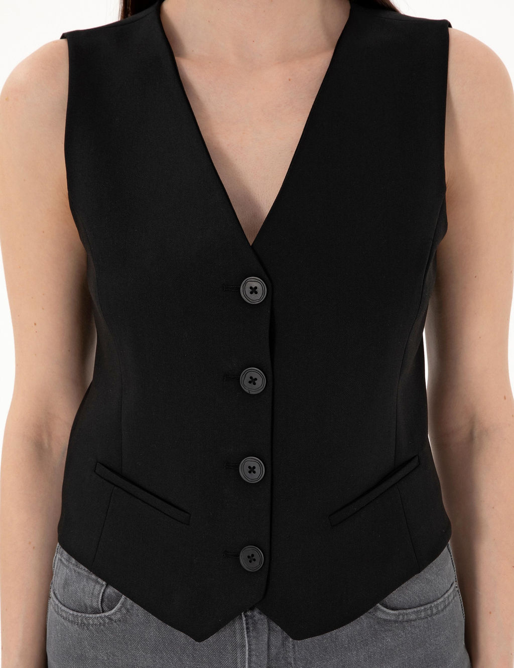 Siyah Slim Fit Yelek