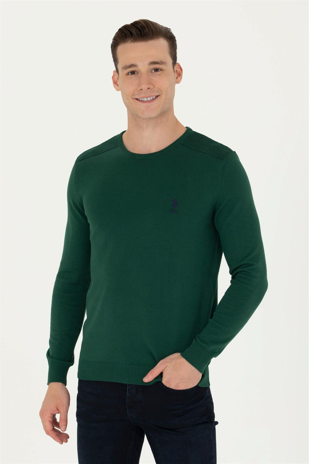 U. S. Polo Assn Мужской зеленый базовый свитер - U.s. polo assn фото 10