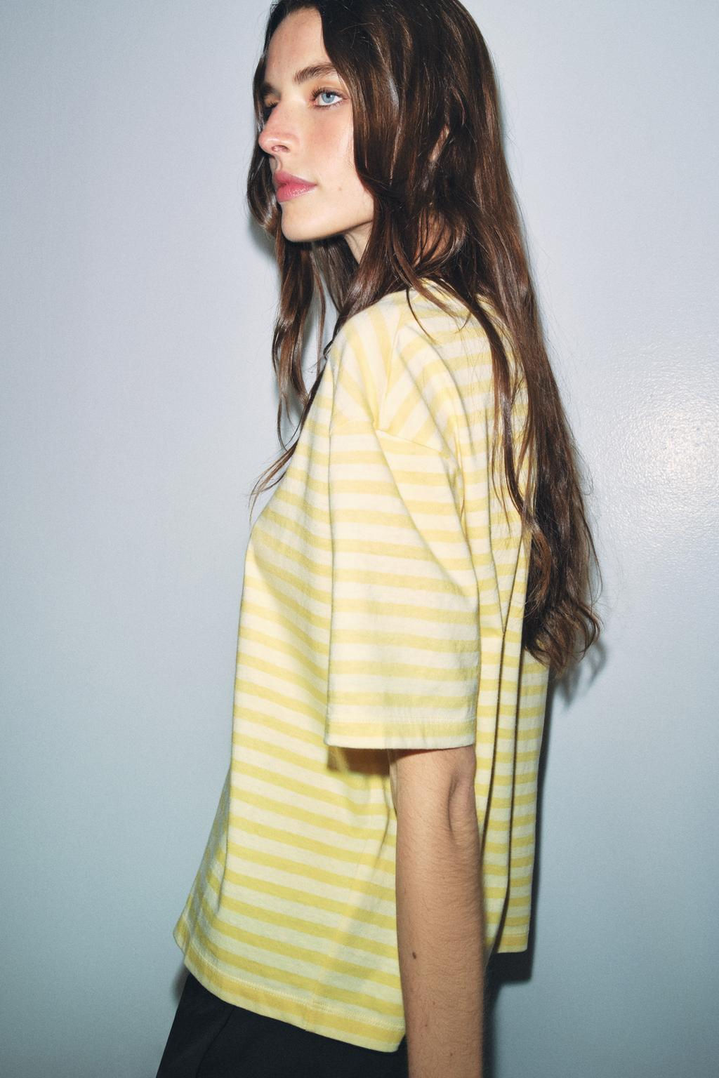 CAMISETA MANGA CORTA RAYAS / Amarillo - Zara фото 10