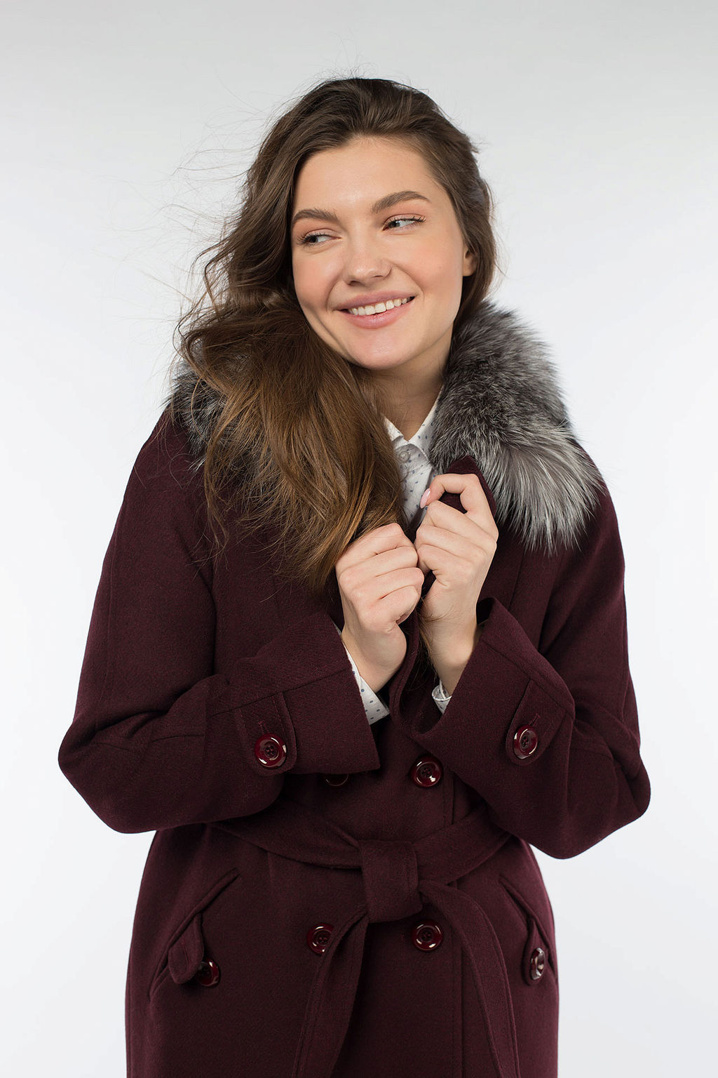 Мех натуральный (чернобурая лисица), Пальто утепленное Холлофайбер 300 - El podio фото 6