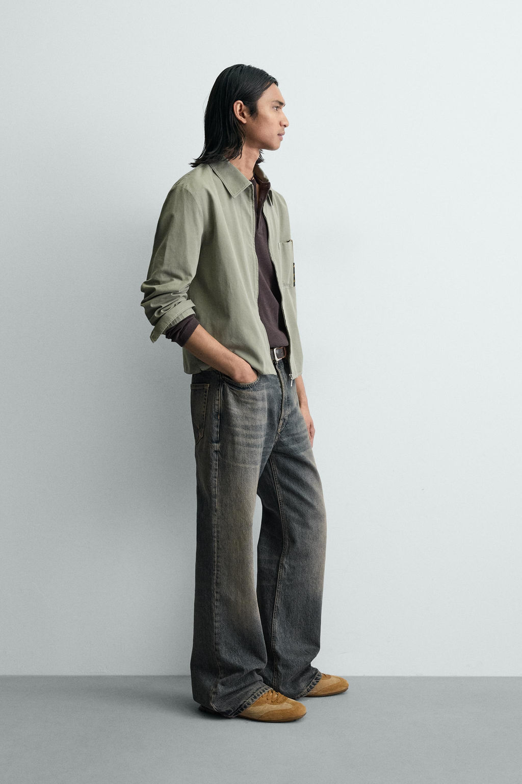 SOBRECAMISA CROPPED FIT CREMALLERA / Verde - Zara фото 4