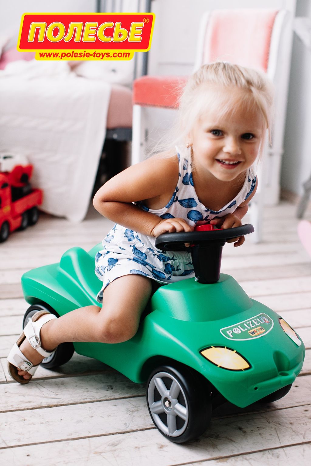 Каталка-автомобиль Полиция со звуковым сигналом - Полесье фото 7