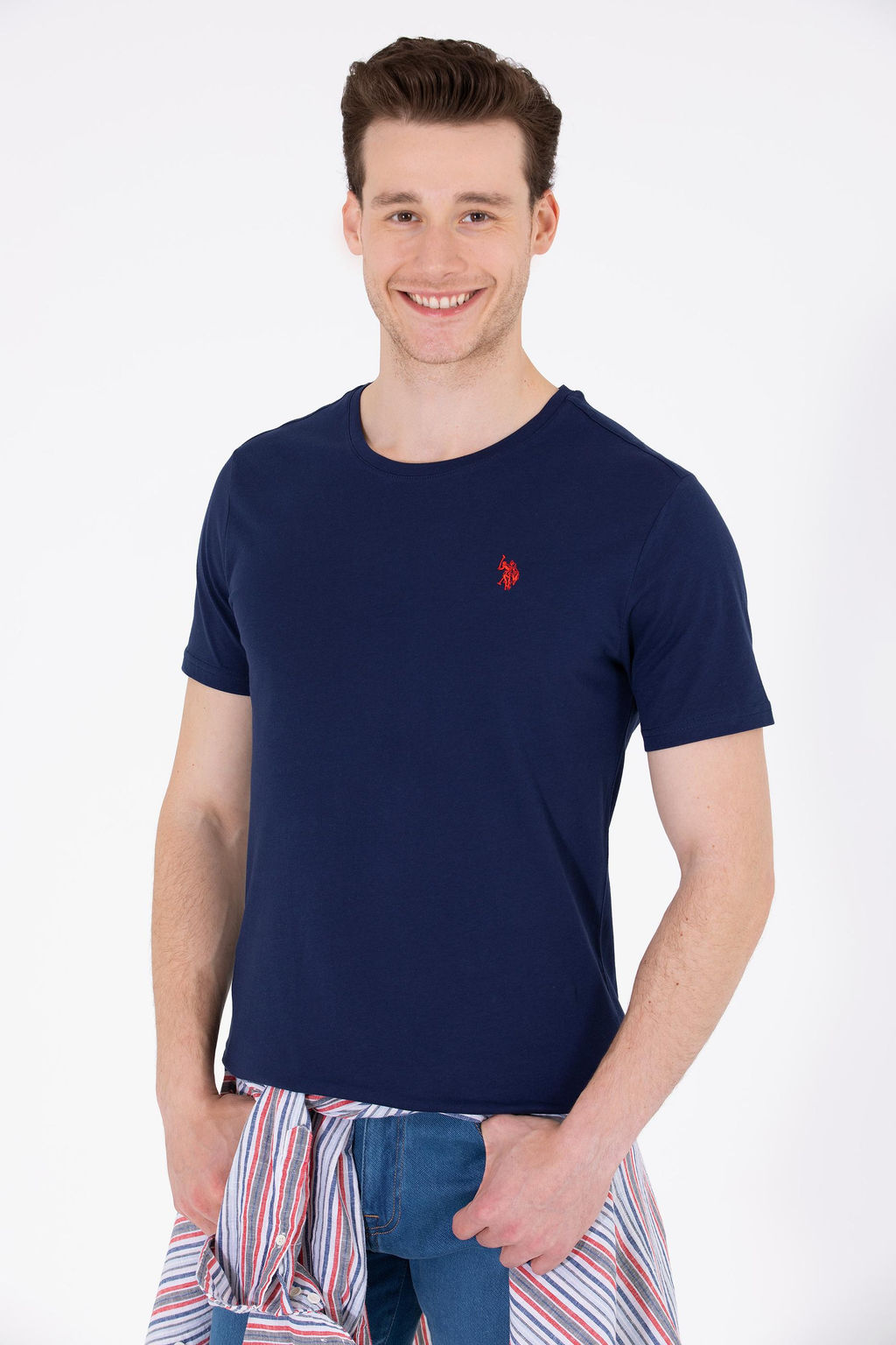 Мужская темно-синяя футболка с круглым вырезом Basic - U.s. polo assn фото 2