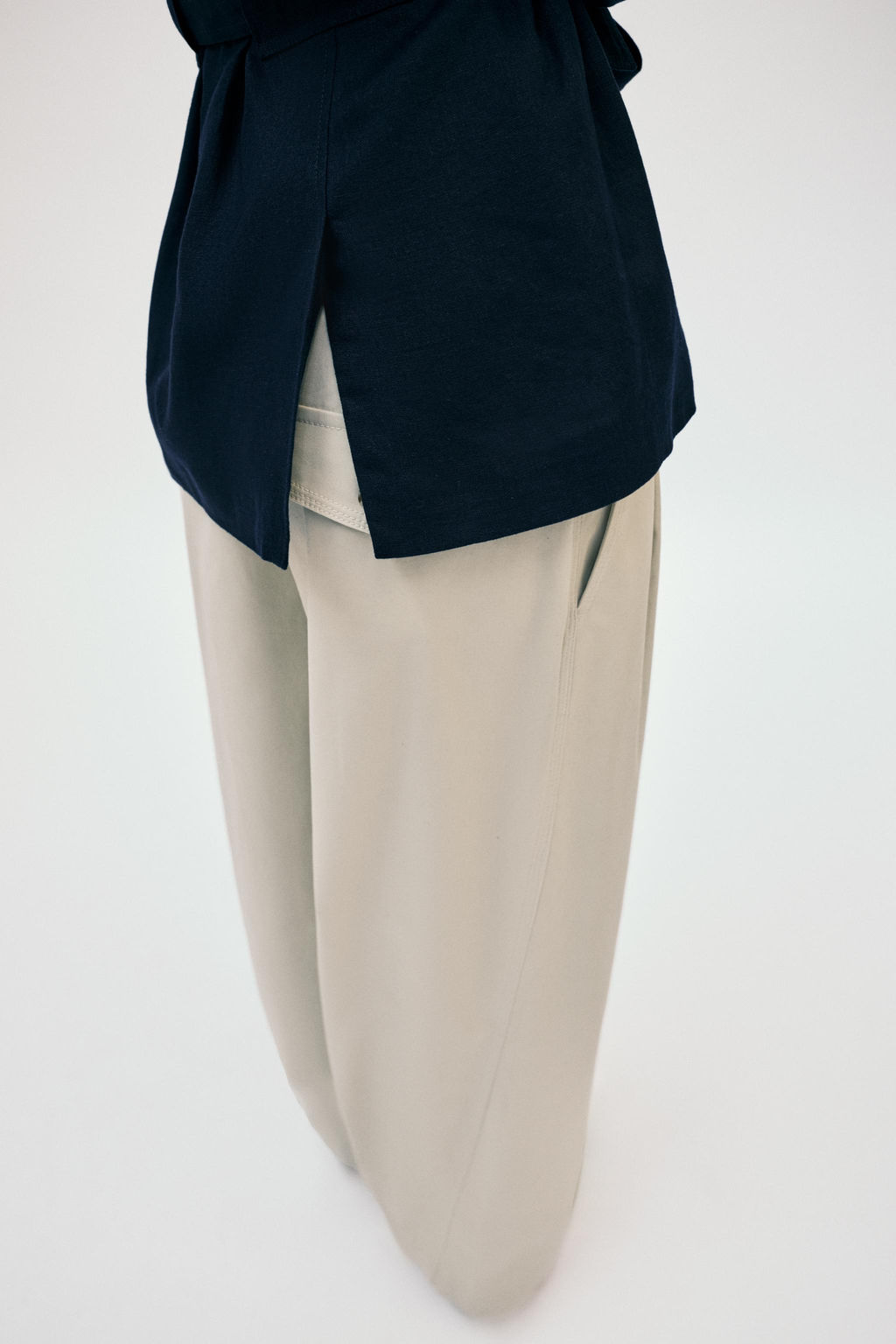 CHAQUETA TRENCH CON LINO CINTUR?N / Marino - Zara фото 7