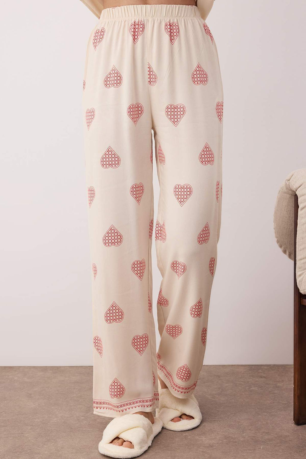 Ekru %100 Pamuklu Kapli Dokuma Pijama Tak?m? THMAW26PT00025 - Trendyolmilla фото 11