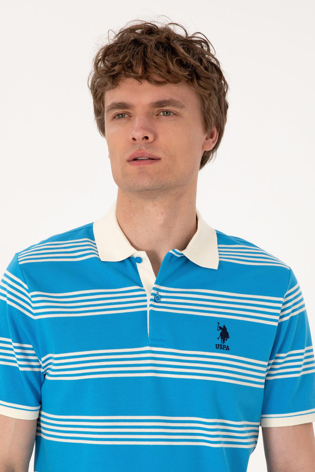 Erkek Regular Fit Polo Yaka Turkuaz _izgili Ti__rt Sepette S_rpriz _ndirim - U.s. polo assn фото 2