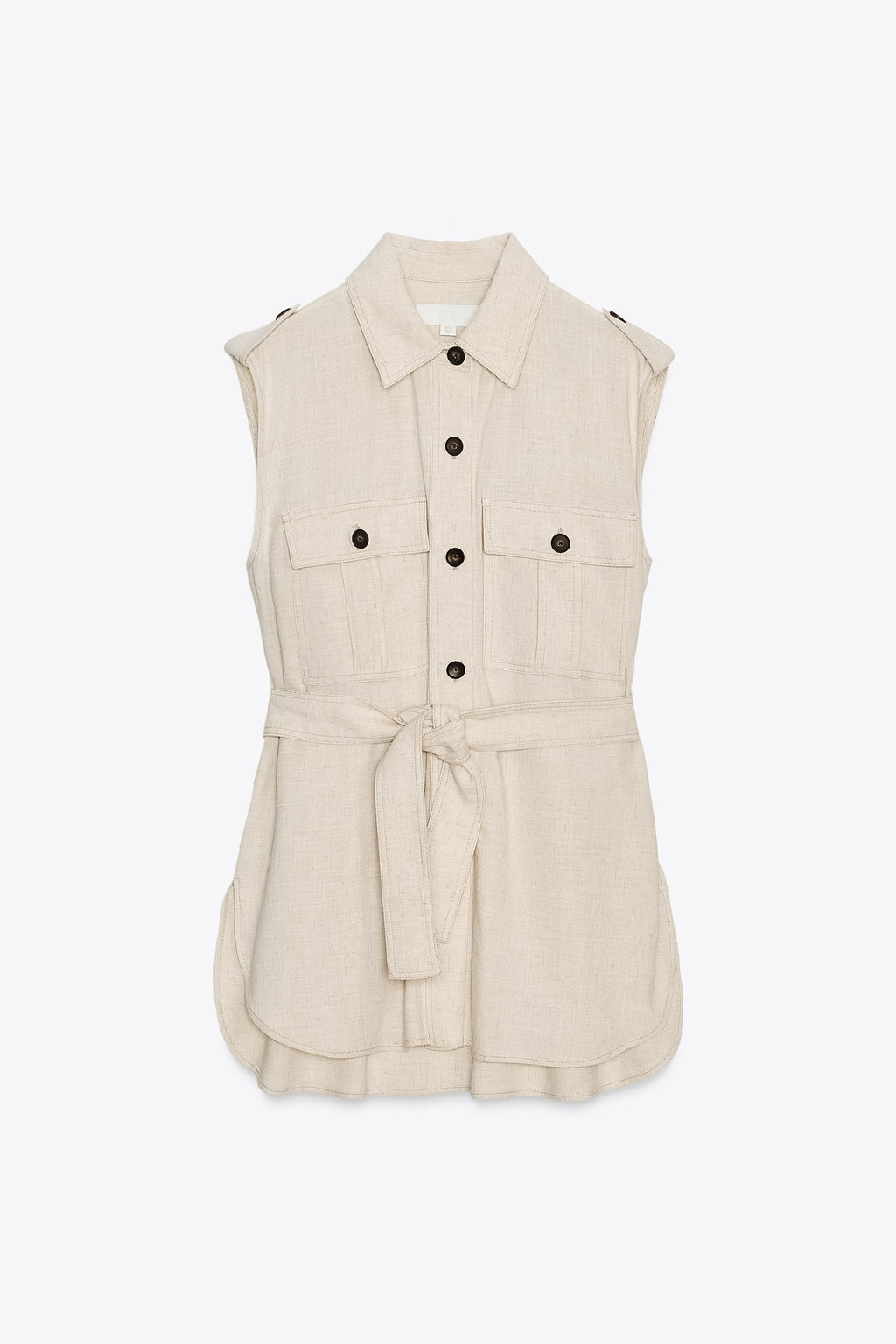 LONG WAISTCOAT WITH LINEN BELT
