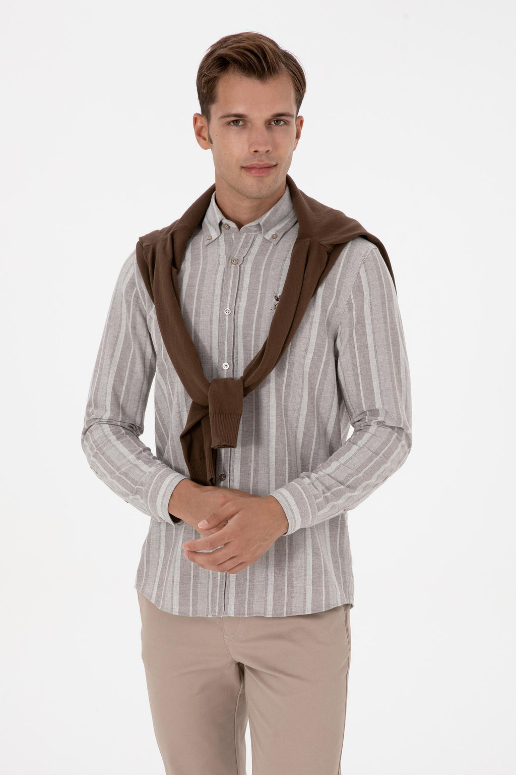 Erkek A__k Kahverengi Uzun Kollu G_mlek Sepette S_rpriz _ndirim - U.s. polo assn фото 3