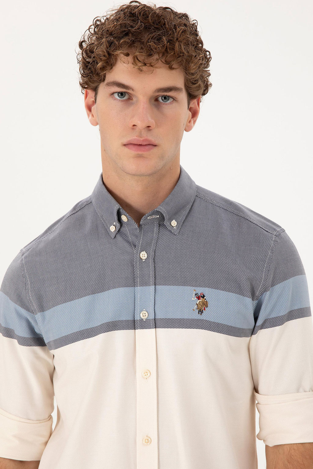 Мужская темно-синяя рубашка с длинным рукавом - U.s. polo assn фото 2