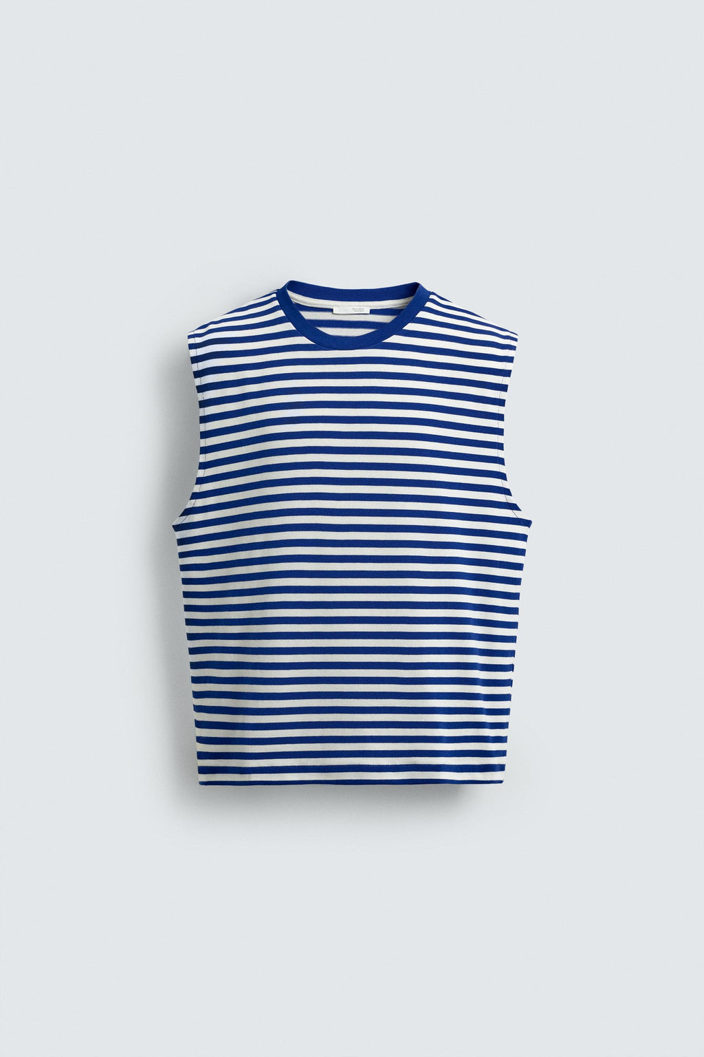 CAMISETA TANK JACQUARD RAYAS / Azulina