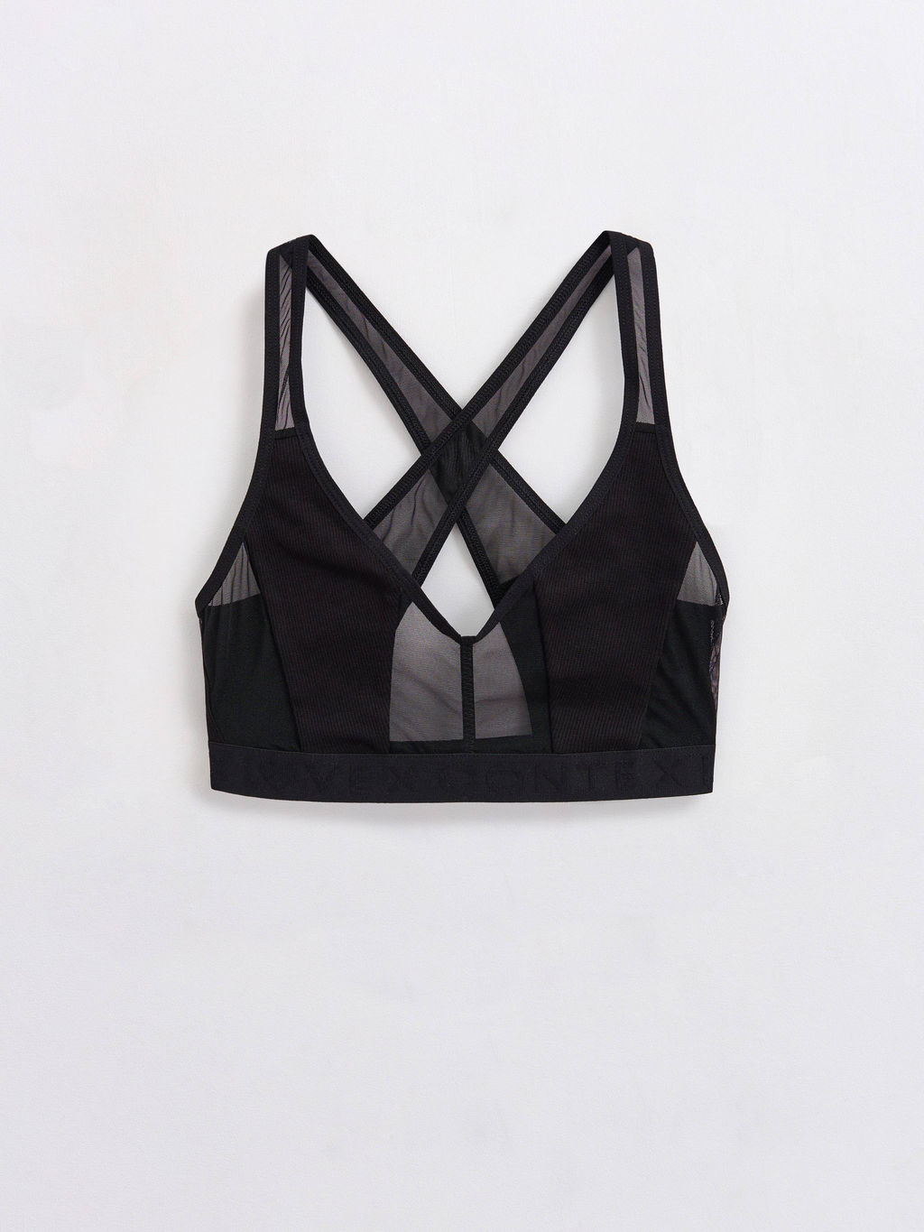 CONTE RIB WITH MESH LBE 2493 Бюстье из хлопка в рубчик и эластичной сеточки black - Conte elegant фото 4