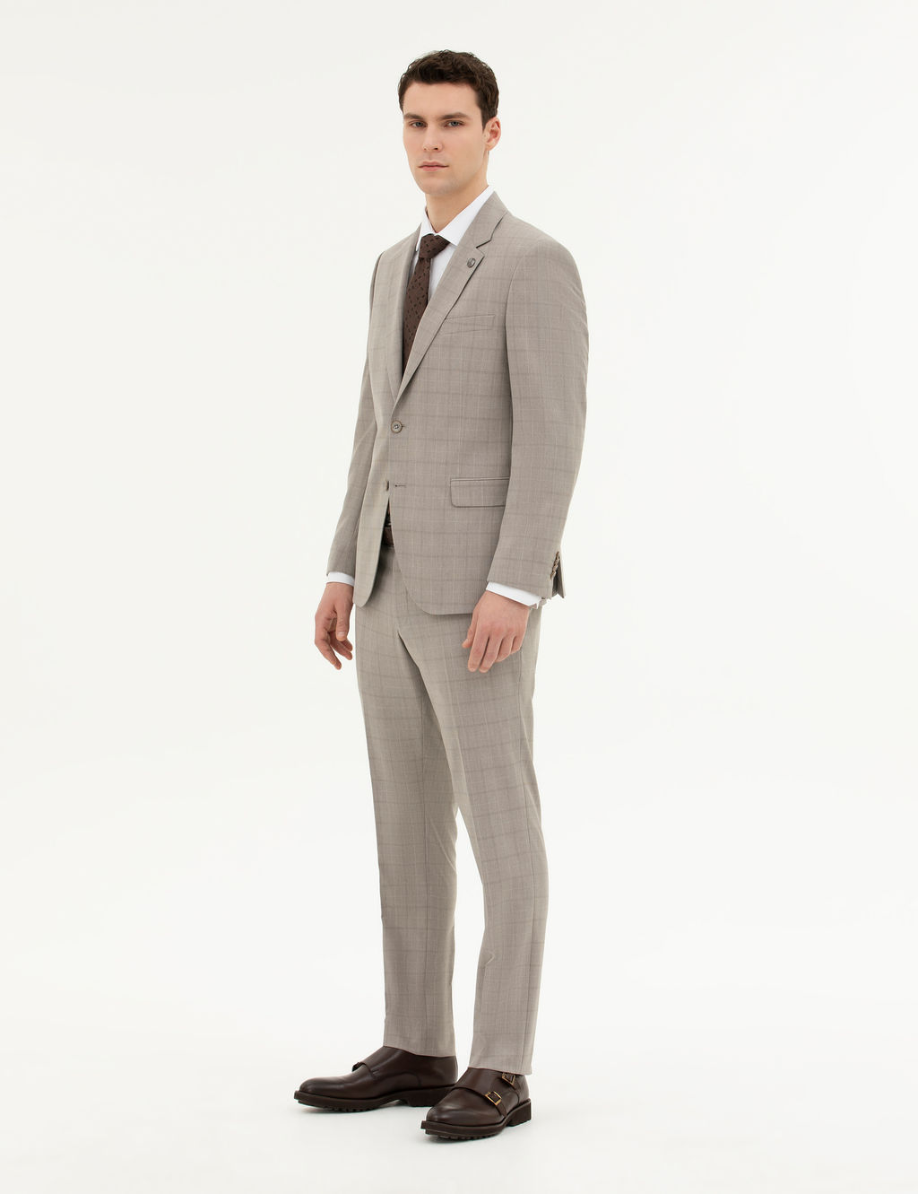 A__k Kahverengi Slim Fit Tak_m Elbise