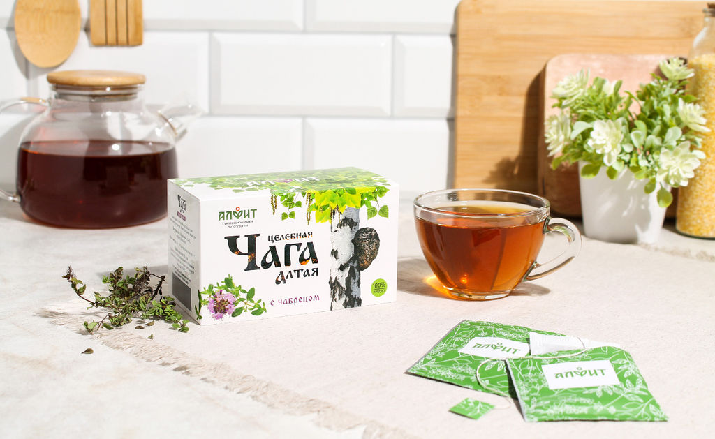 Чайный напиток целебная ЧАГА Алтая с ЧАБРЕЦОМ Алфит 7806