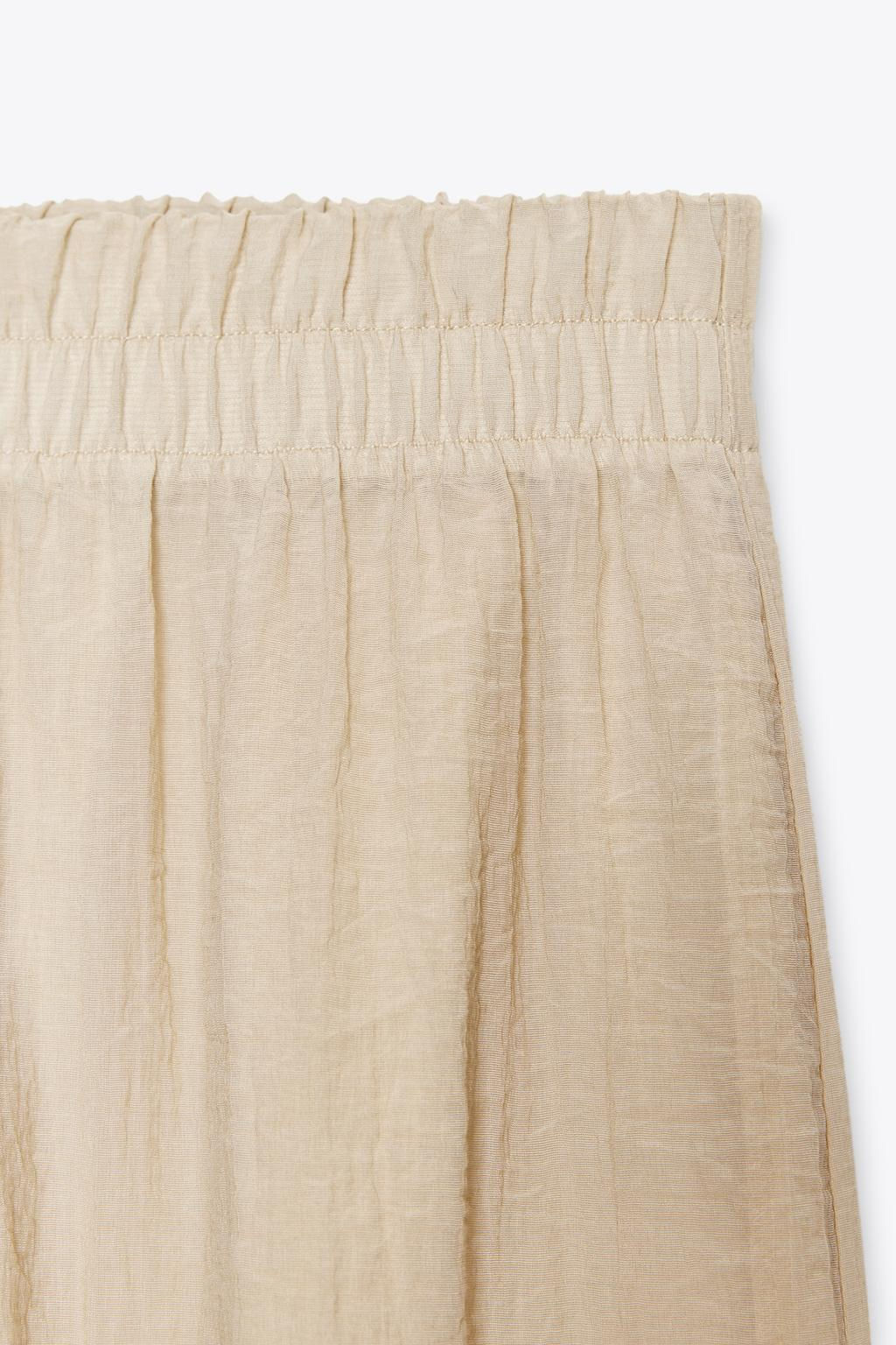 WIDE SEMI-SHEER CREASED-EFFECT TROUSERS - Zara фото 7