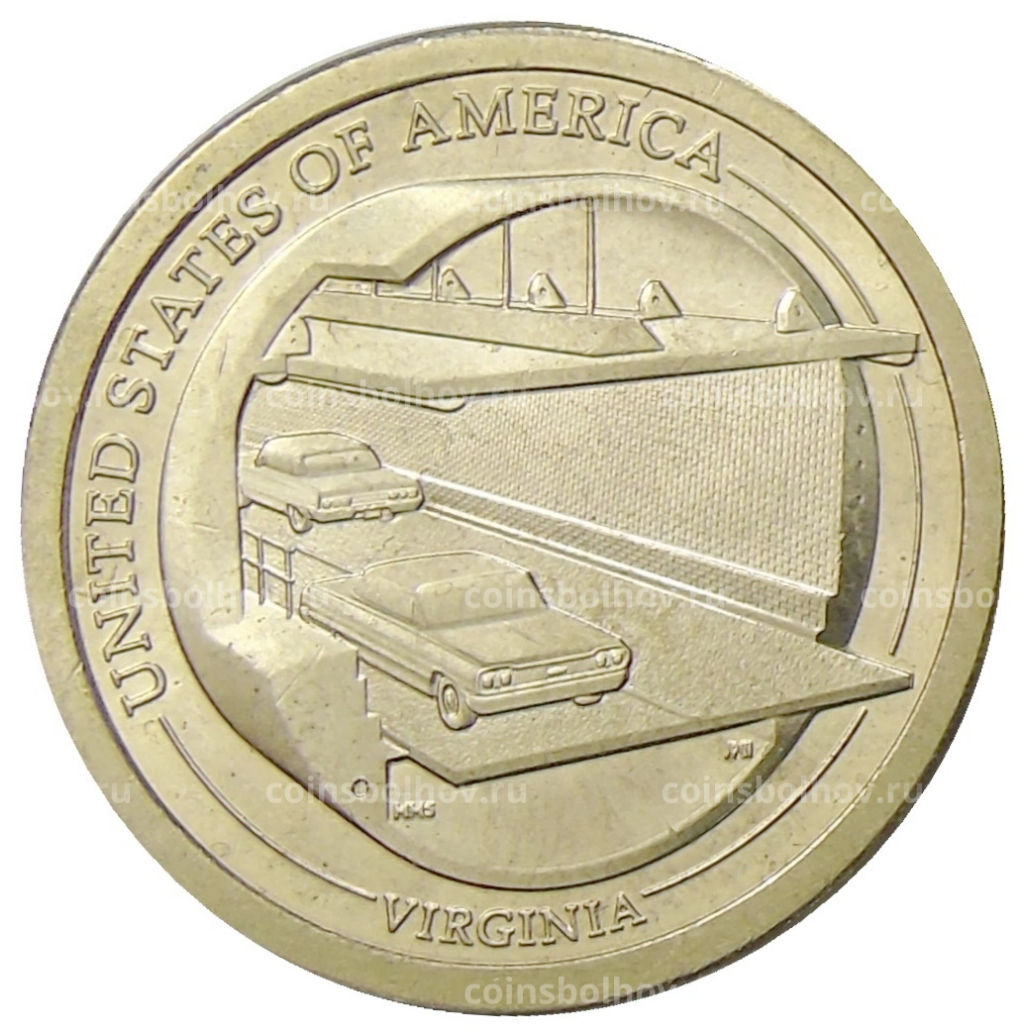 1 доллар 2021 года P США Американские инновации Мост-тоннель через Чесапикский залив