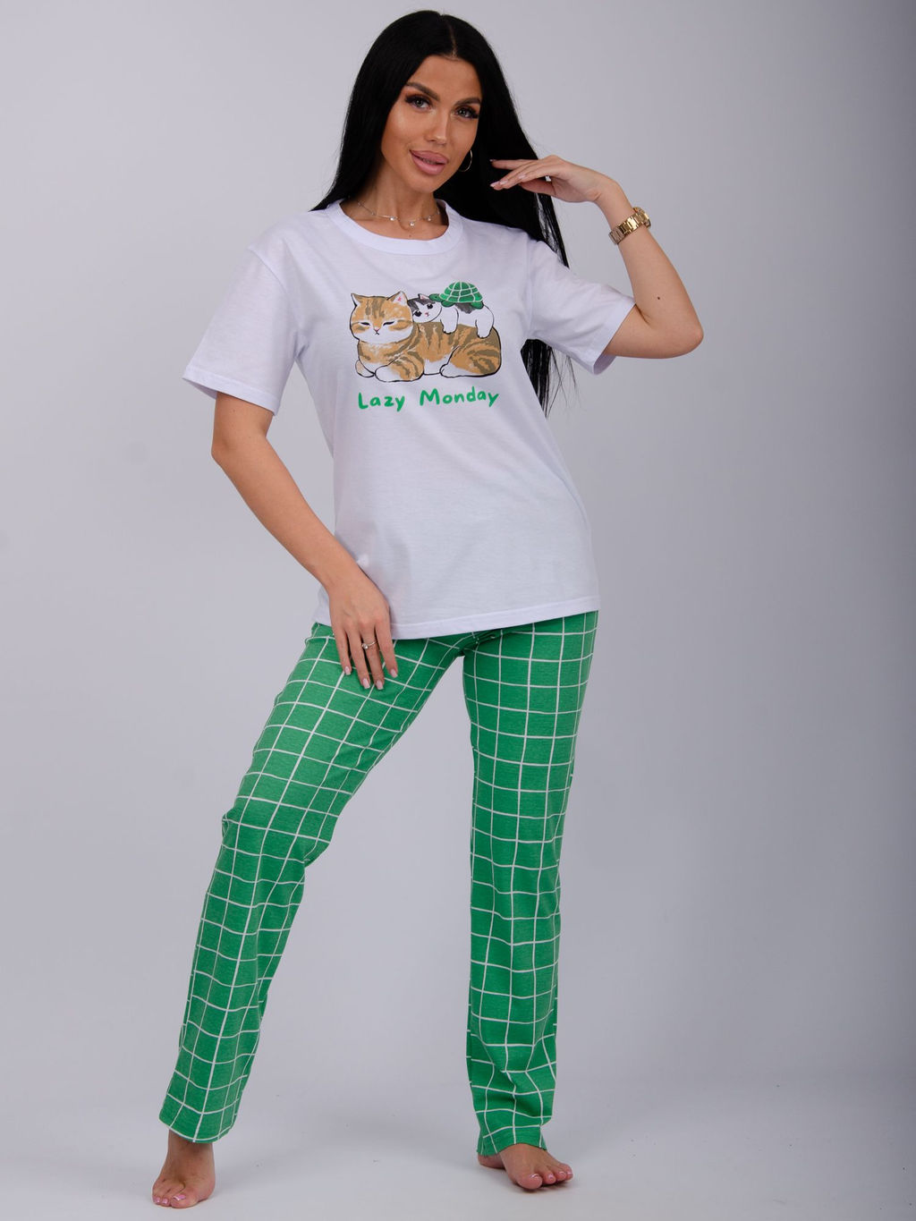 Пижама Лизи 2 брюки, трикотаж - Малина фото 4