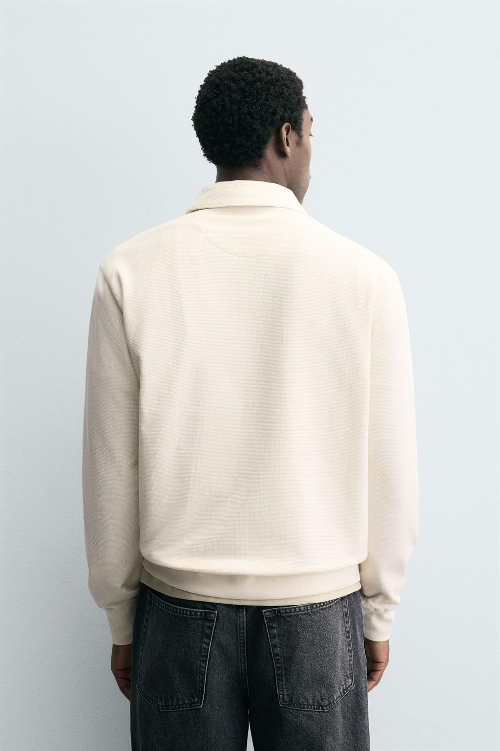 TEXTURED WEAVE POLO SHIRT WITH ZIP - Zara фото 3