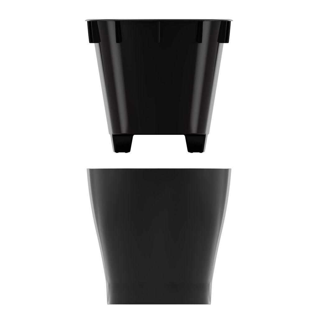 Горшок цветочный "Лея" 4л овальный двойной (с автополивом) (графитовый) М8898