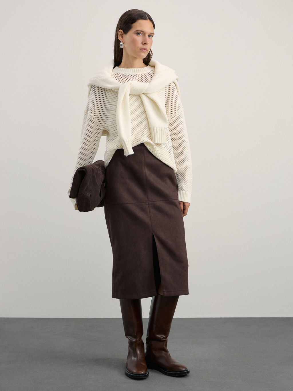 Джемпер ажурный из хлопка / Zarina  фото 2