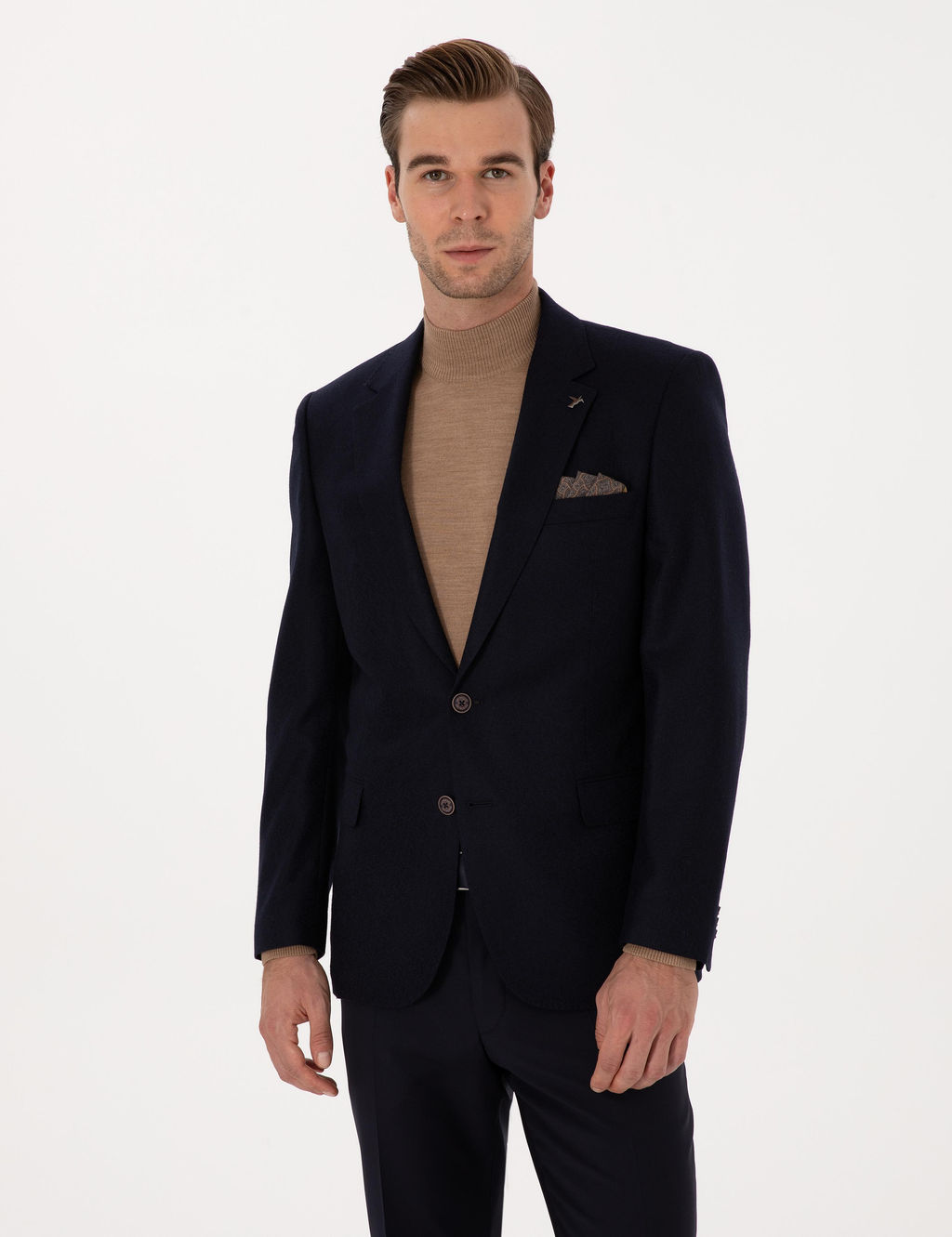 Lacivert Slim Fit Y_n Ka_mir Kar___ml_ Ceket - Cacharel фото 3
