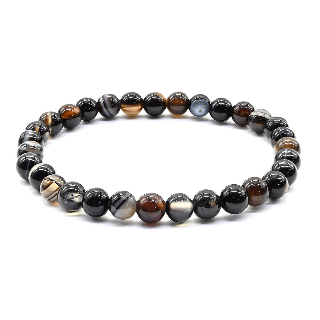 Браслет из агата глазкового шарик 6мм