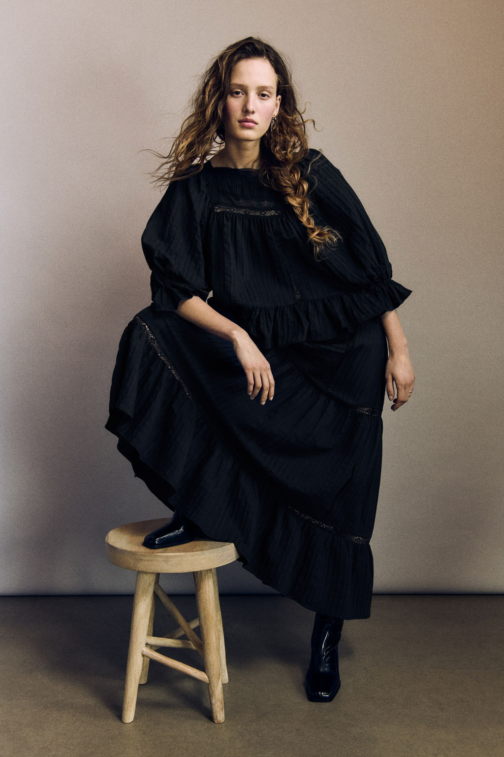 Maxifalda con inserciones de encaje - H&m фото 3