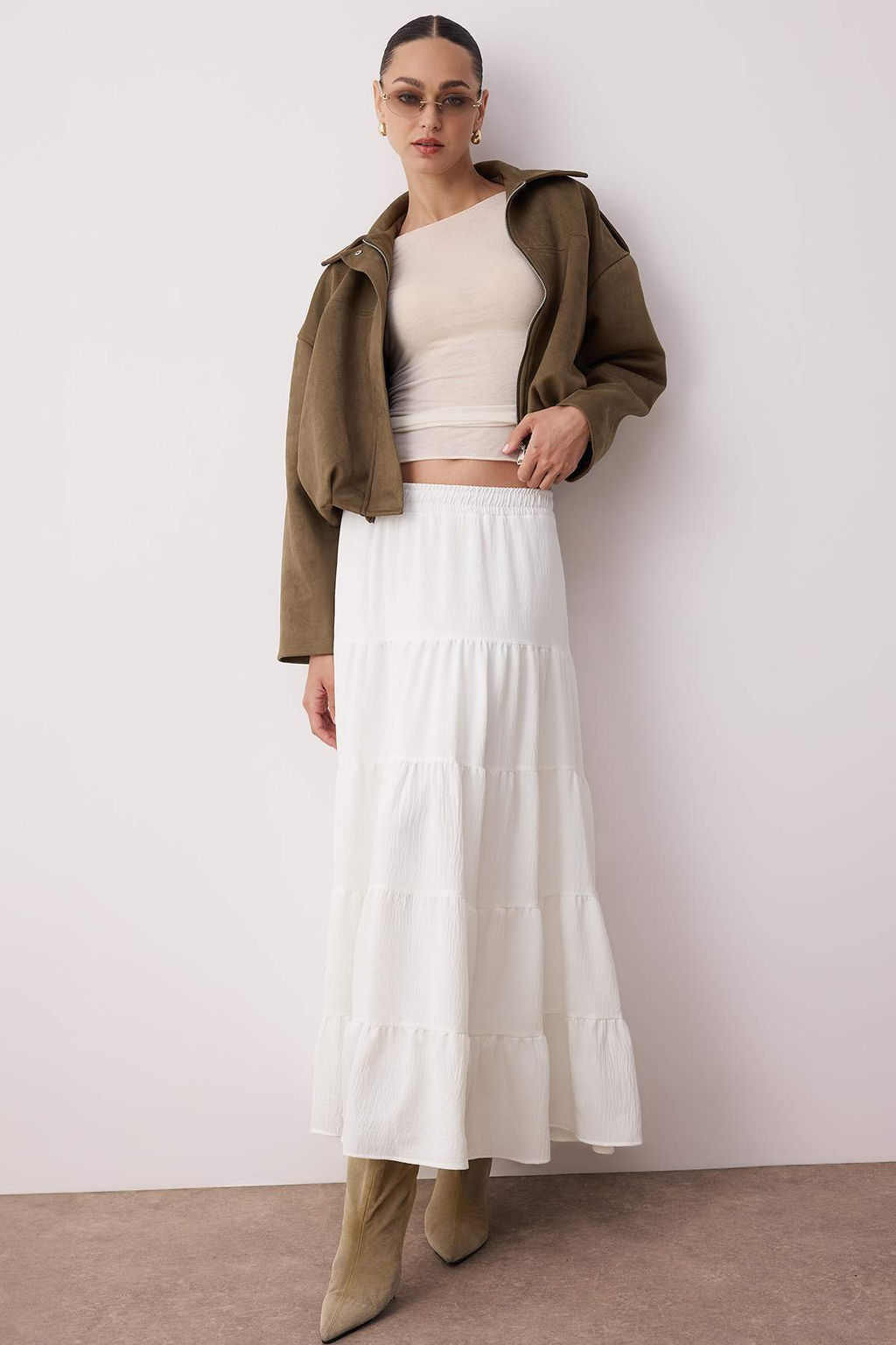 TRENDYOLMILLA Beyaz Pamuklu Dokulu Kumas Maxi Boy Dokuma Etek TWOSS25ET00029 фото 7