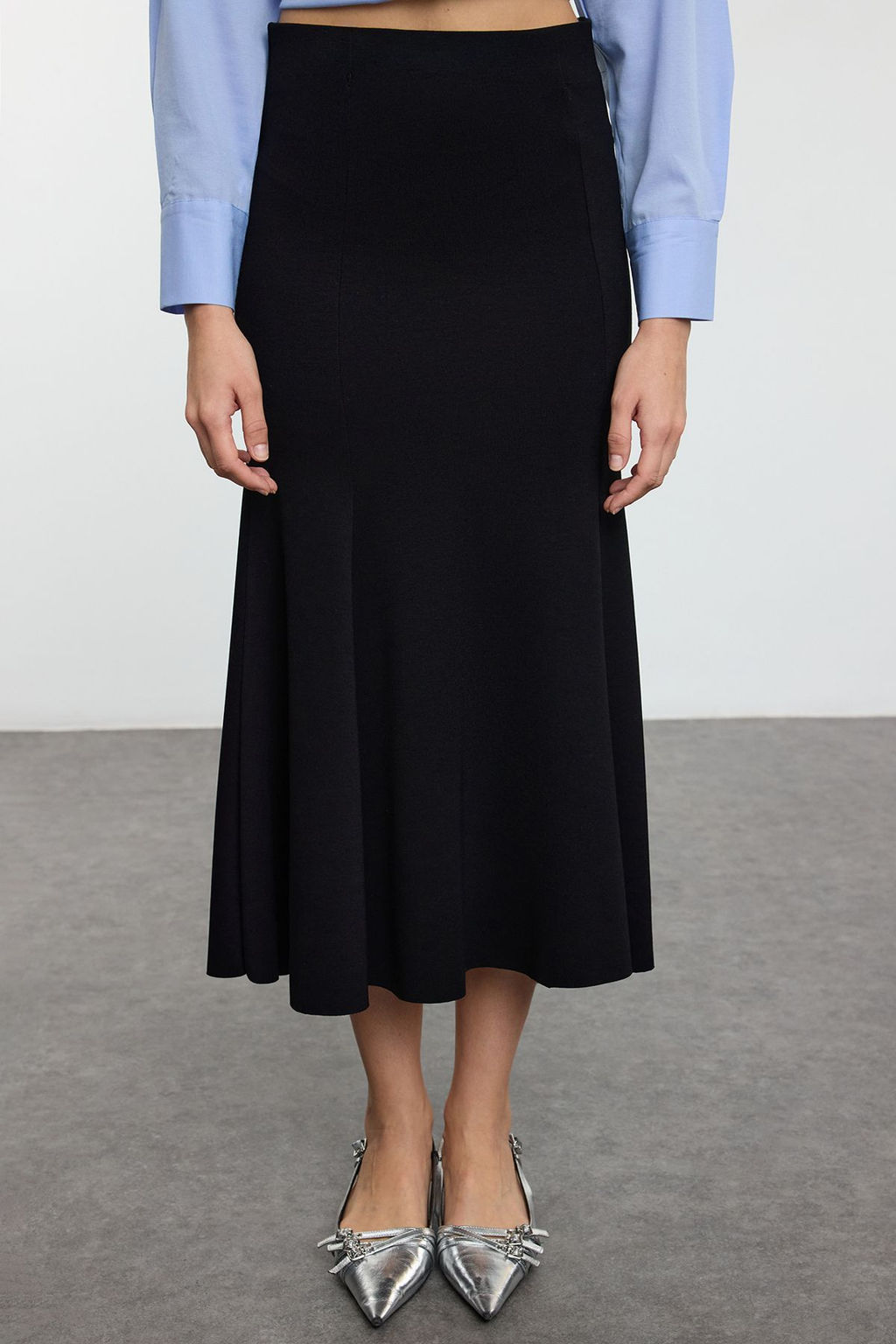 TRENDYOLMILLA Bordo Midi Esnek Orme Bal?k Etek TWOAW25ET00107  фото 4