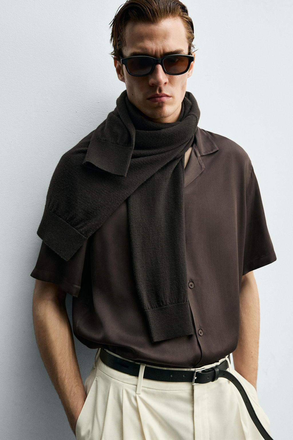 CAMISA SATINADA RELAXED FIT / Marr?n - Zara фото 5