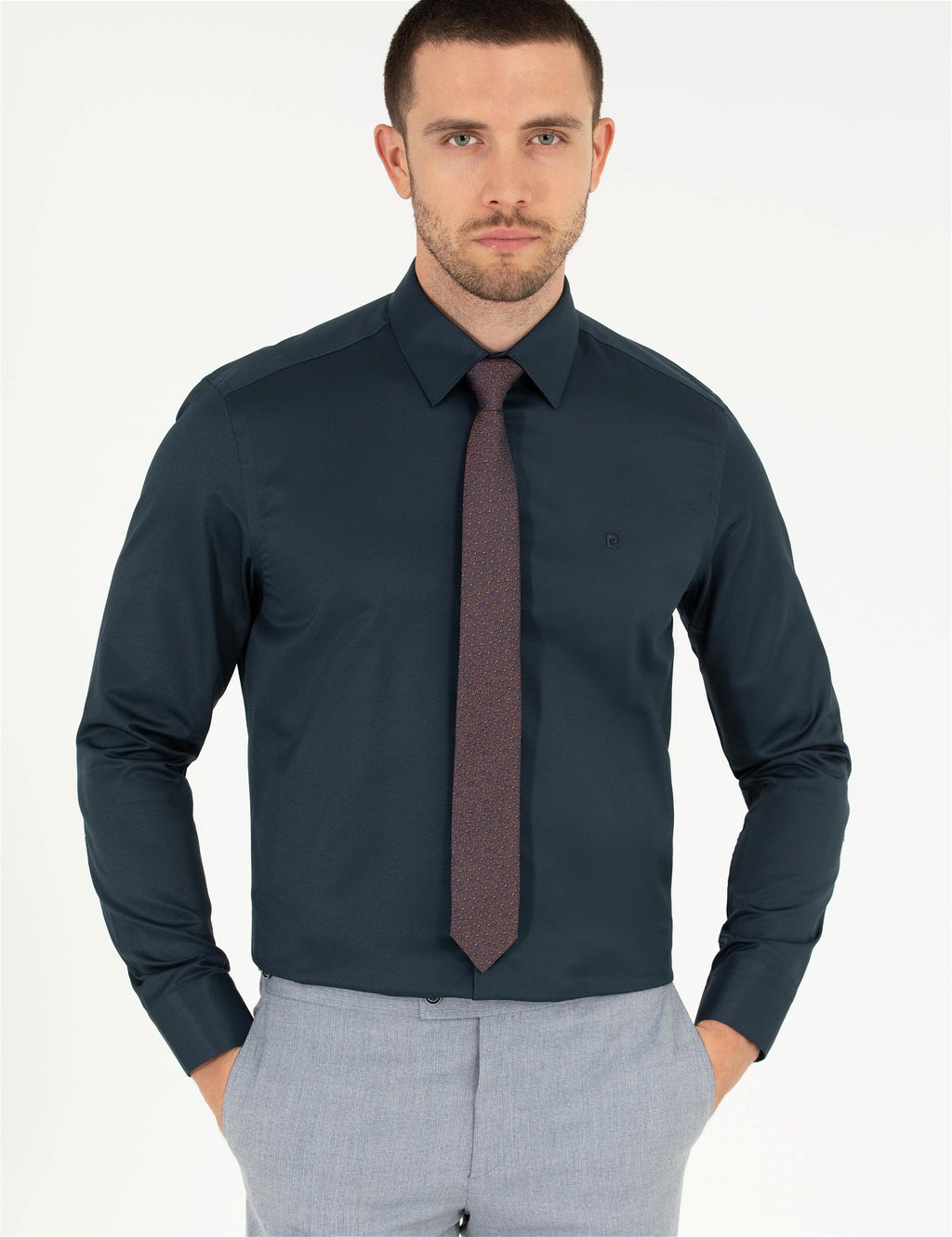 Lacivert Slim Fit Uzun Kollu Klasik G_mlek - Pierre cardin фото 2