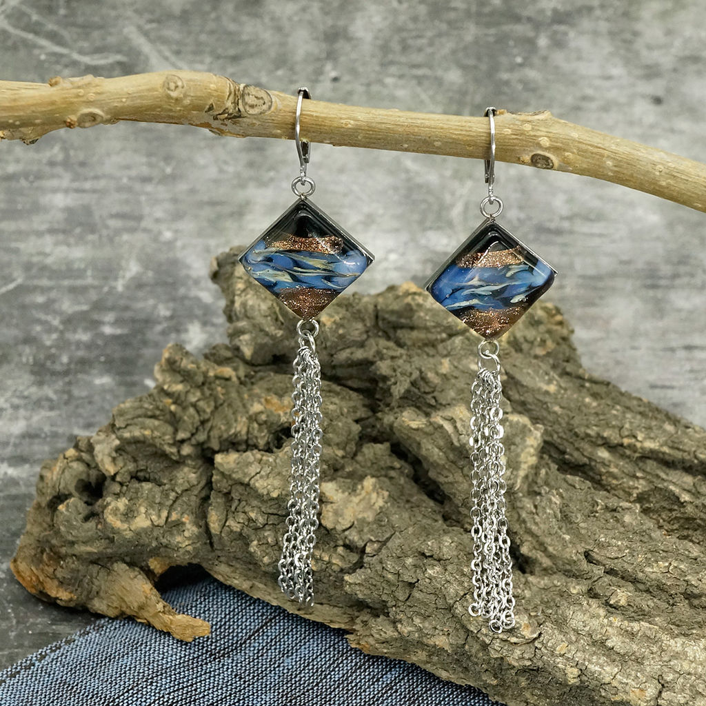 Серьги из муранского стекла AZURE FLAME LS3370 - Vloes фото 2