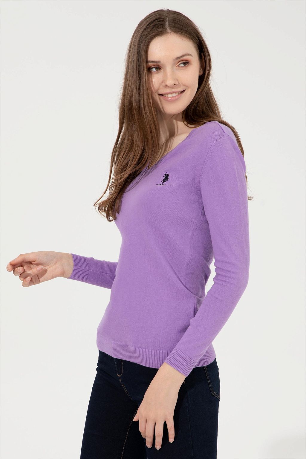 U. S. Polo Assn Женский сиреневый базовый свитер - U.s. polo assn фото 2