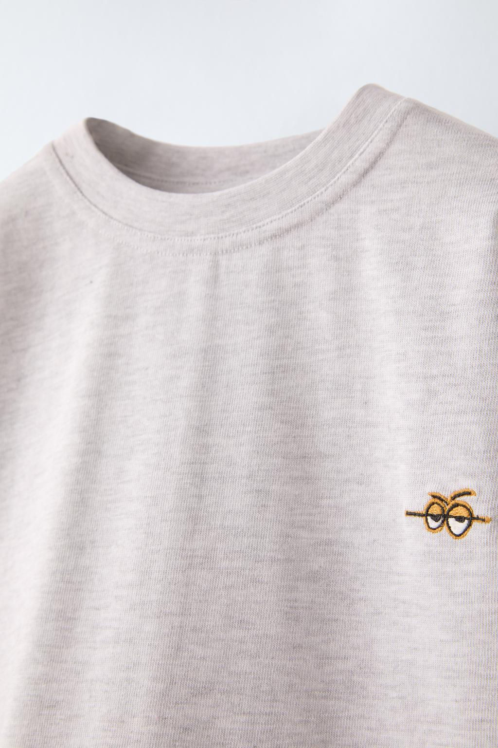 T-SHIRT WITH EMBROIDERED MOTIFS - Zara фото 3