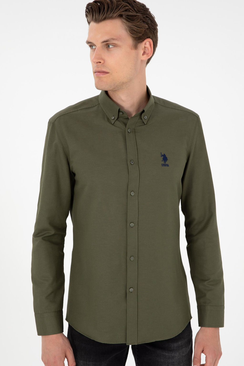 Мужская базовая рубашка цвета хаки с длинным рукавом Неожиданная скидка в корзине - U.s. polo assn фото 3