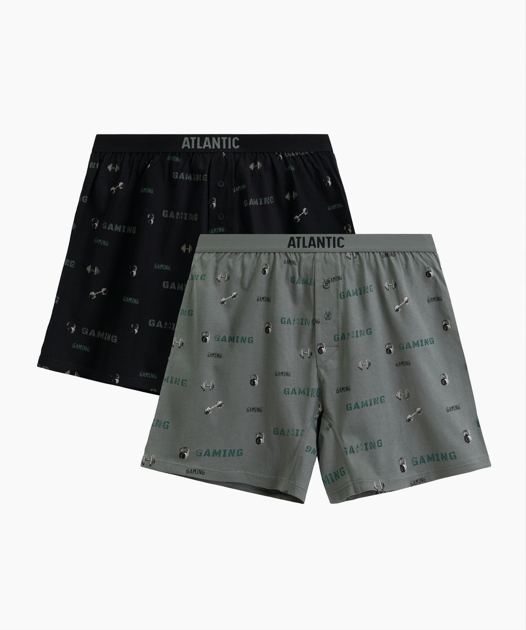 ATLANTIC 2MBX-084 Трусы боксеры Gym - набор 2 шт. черный + светлый хаки