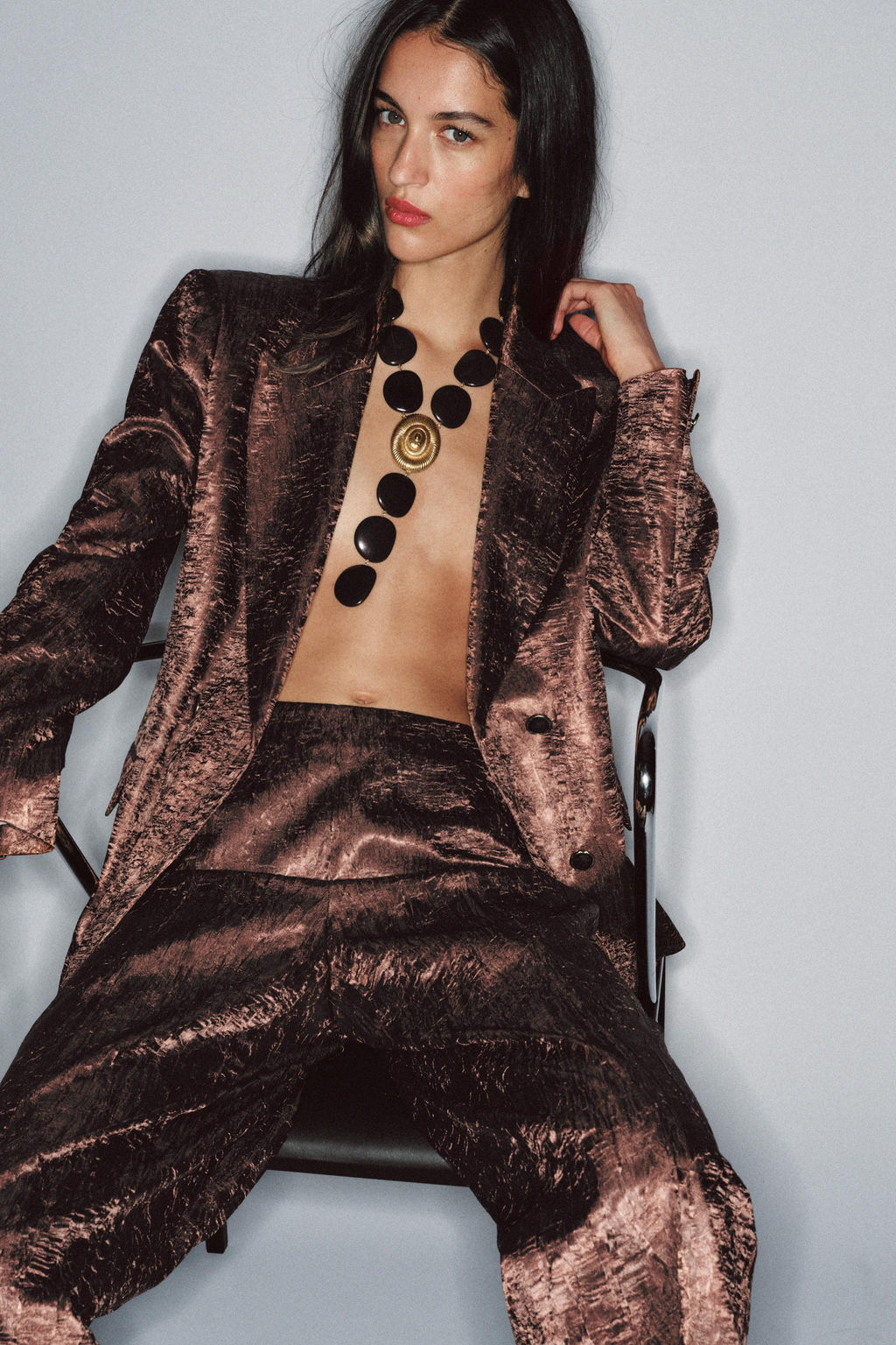 BLAZER HOMBRERAS EFECTO ARRUGADO / Cobre - Zara фото 2