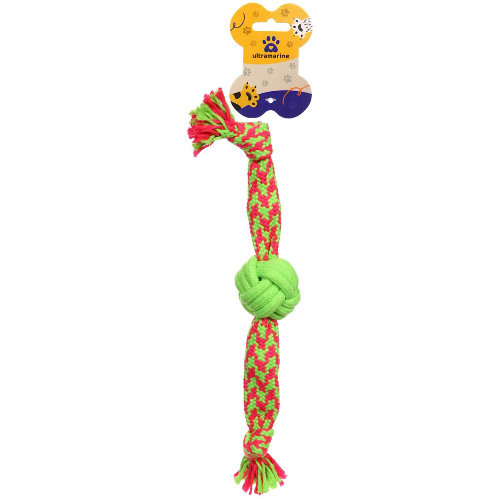 Цена за 2 шт. Игрушка-канат для всех пород собак "Счастливый хвост!", цвет ярко-зеленый, 40*6см/90гр