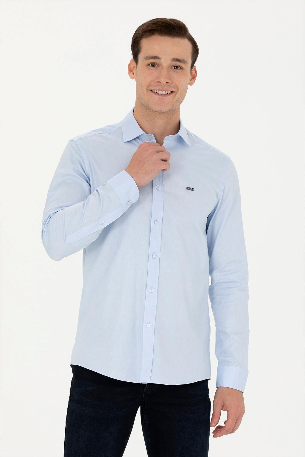 U. S. Polo Assn Мужская голубая базовая рубашка с длинным рукавом - U.s. polo assn фото 10