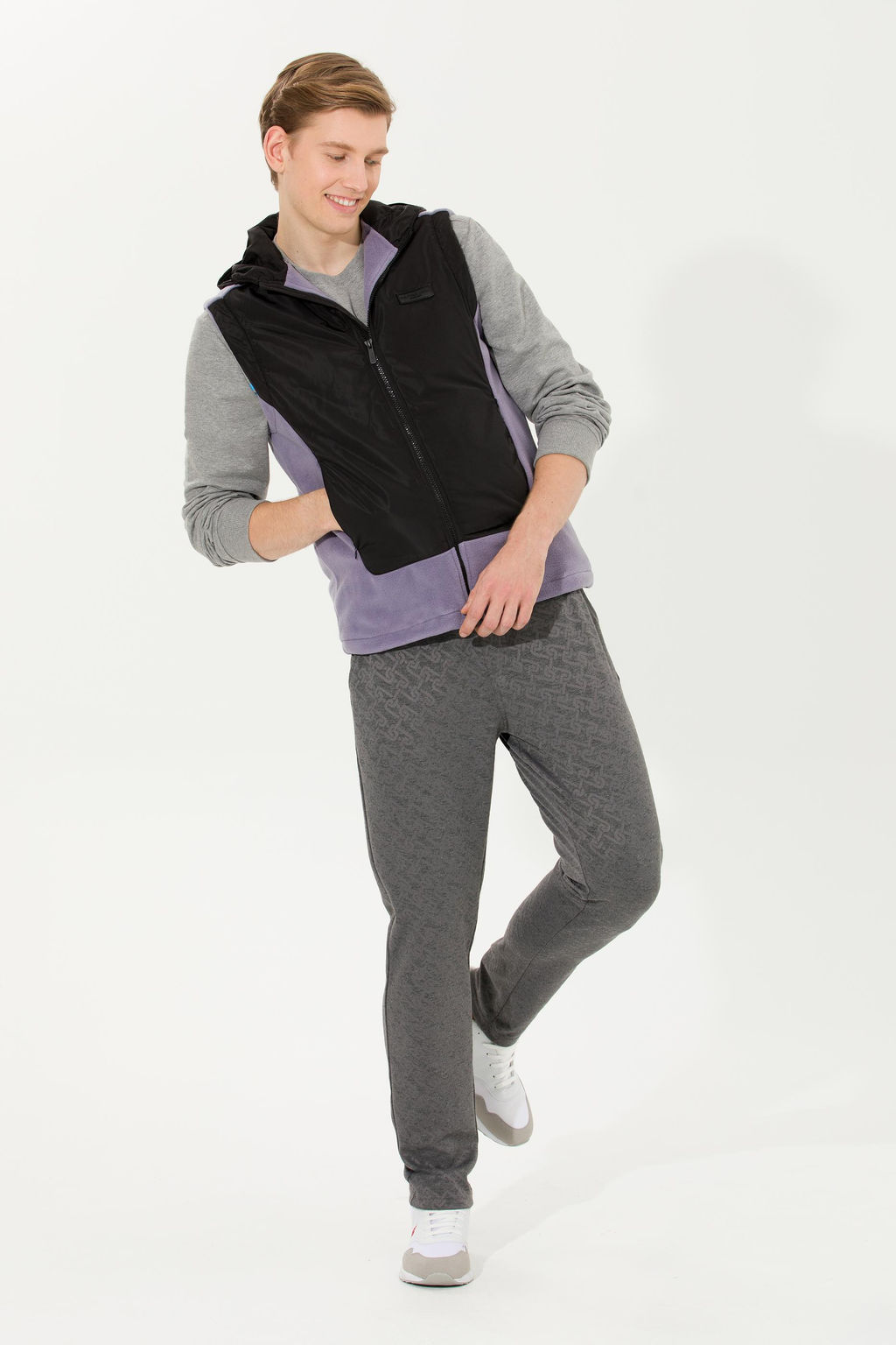 U. S. Polo Assn Мужской серый вязаный кардиган с капюшоном - U.s. polo assn фото 3