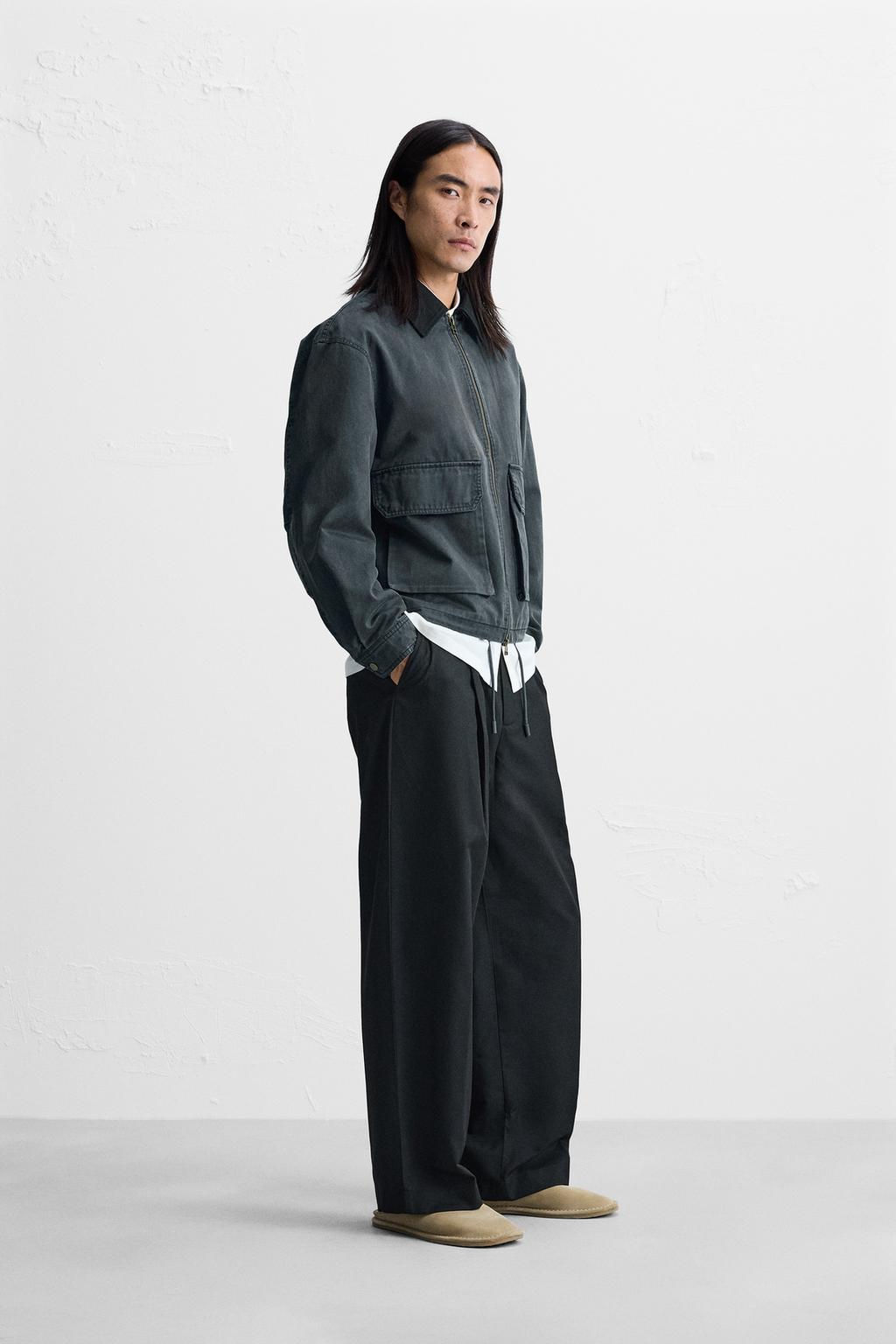 CONTRAST COLLAR CROPPED FIT JACKET - Zara фото 4