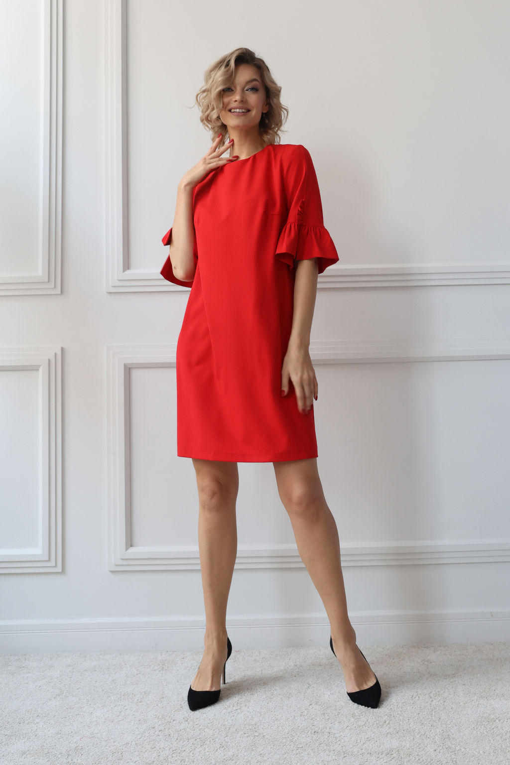 Платье прямое с воланами на рукавах - Looklikecat фото 2