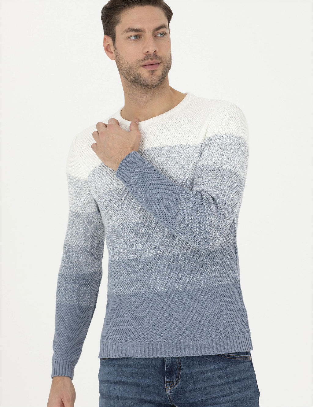 Koyu Mavi Slim Fit Bisiklet Yaka Triko Kazak - Pierre cardin фото 3