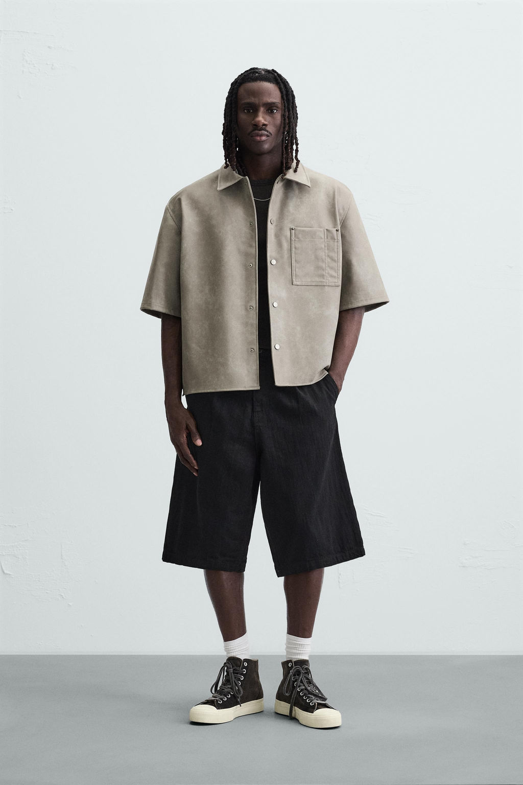 LEATHER EFFECT OVERSHIRT