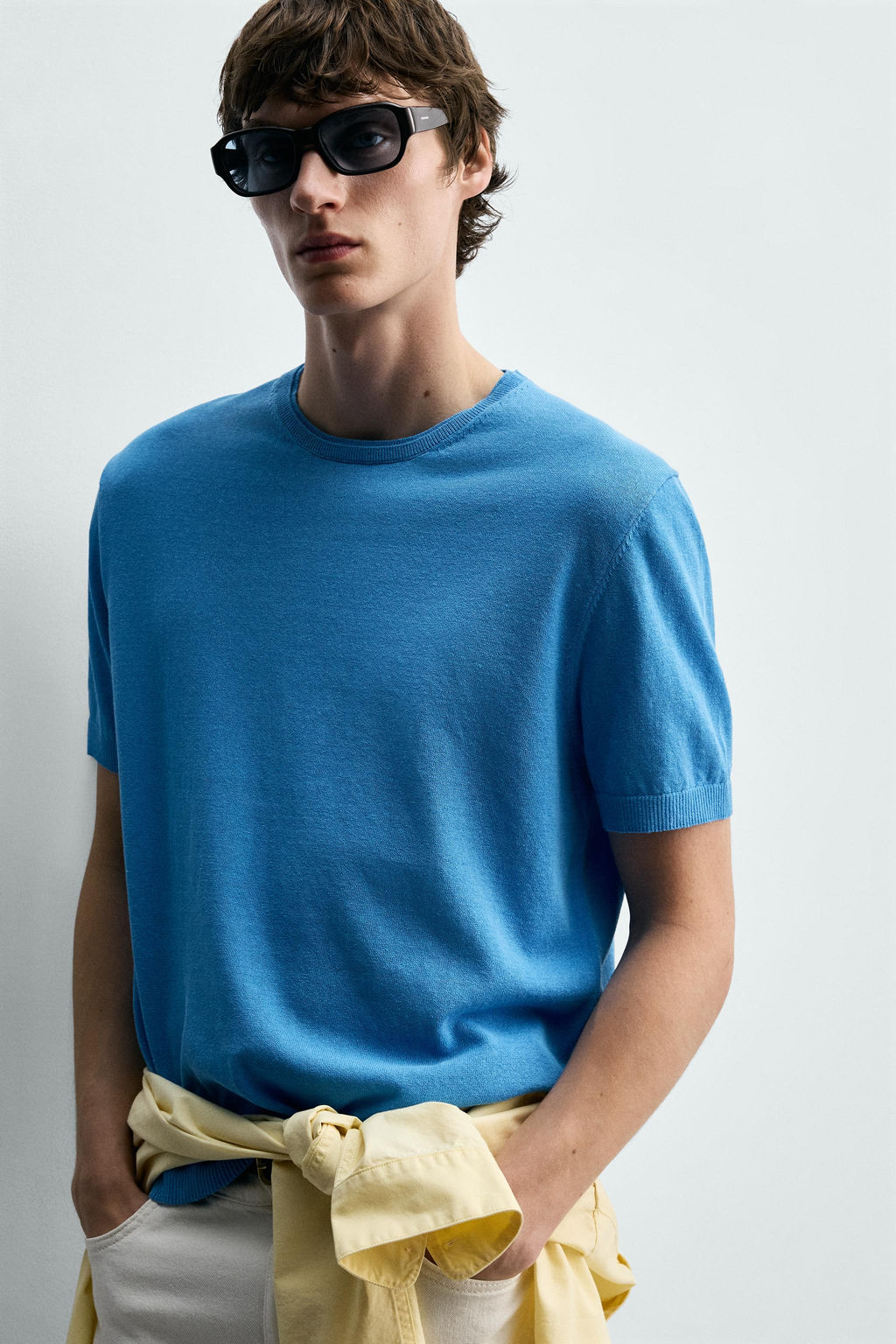 CAMISETA PUNTO MEZCLA ALGOD?N / Azul